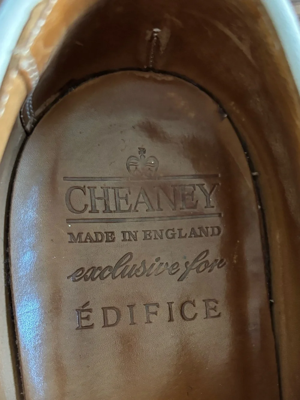 CHEANEY for EDIFICE Made in England White Buck Derby Shoes 7.5